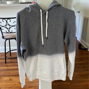 Feat x Helen Owen Drawstring Hoodie Gray White Dip Dyed Fleece Size Small